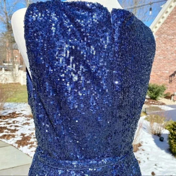 NWT BHLDN Sachin and Babi Somers Sequin Wide Leg Wedding Jumpsuit Party in Blue - Picture 13 of 17